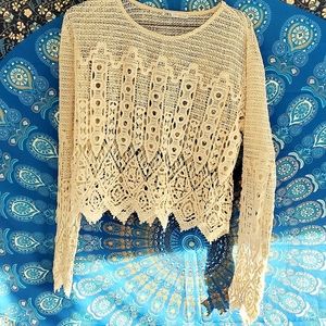 ZARA Boho Lace Ivory Top Sz. L